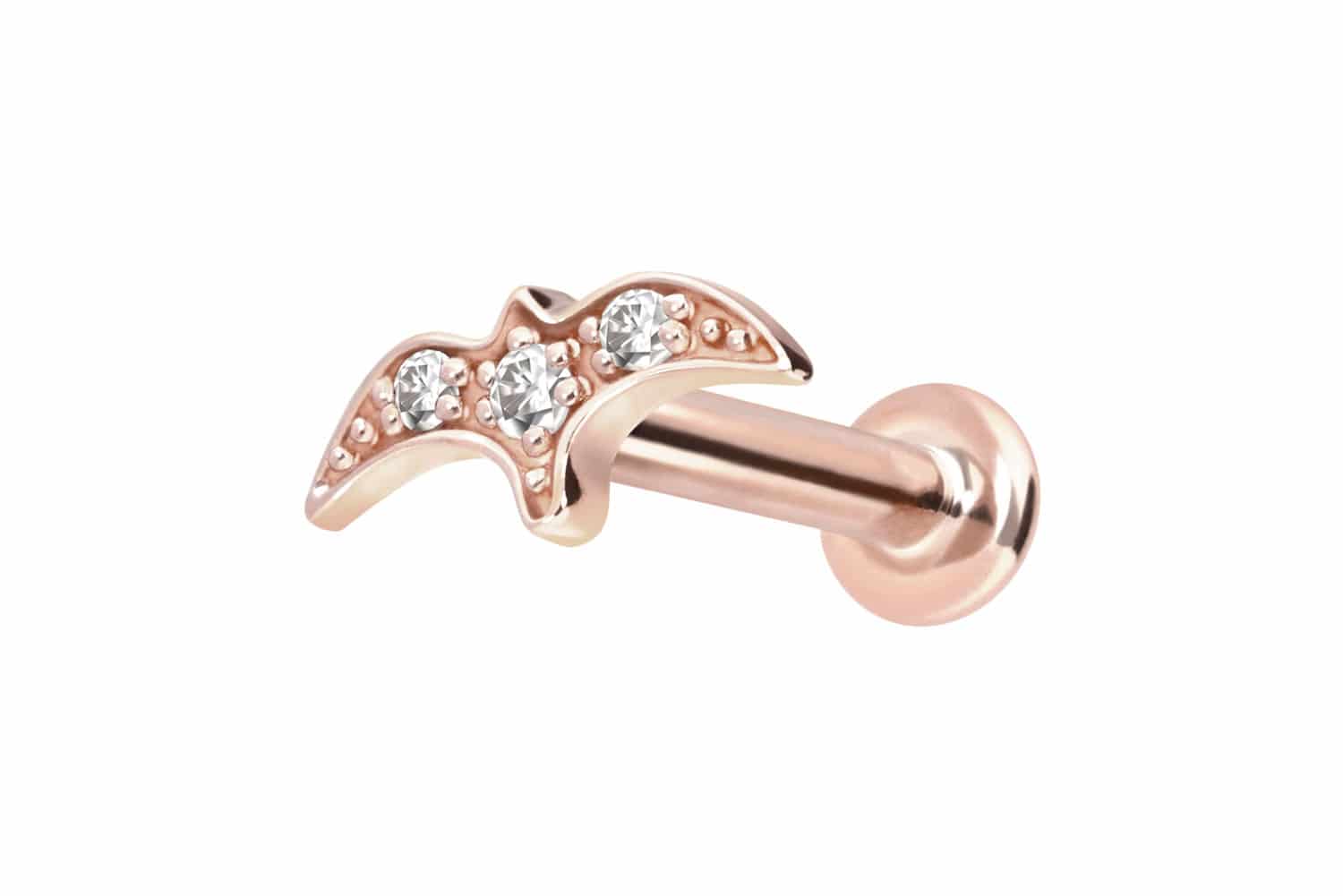 14 Karat Gold Labret Piercing mit Push Fit MOISSANIT-SCHWALBE